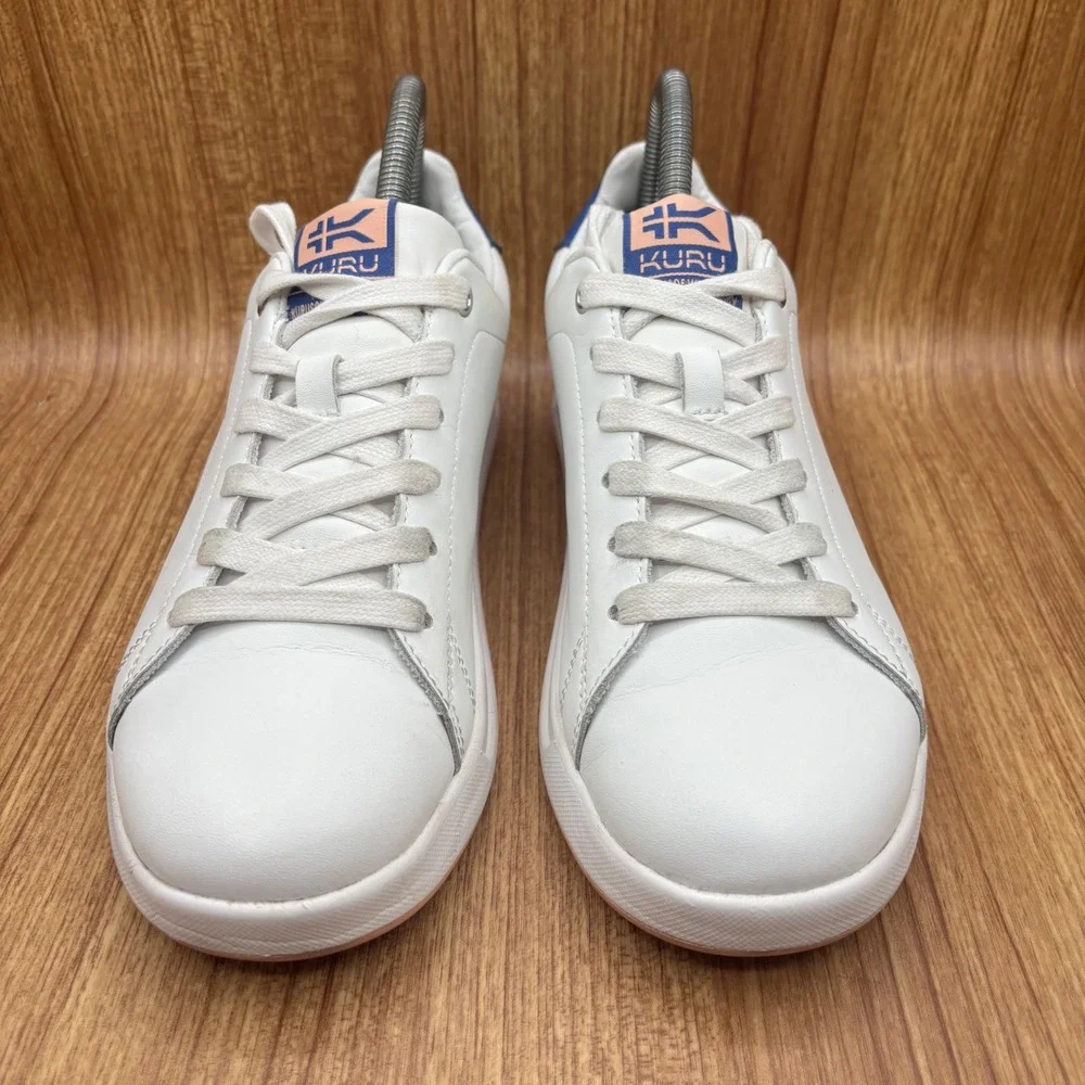 Kuru Roam Sneakers Women 7.5 White Blue Leather Orthopedic Comfort Low Top Shoes